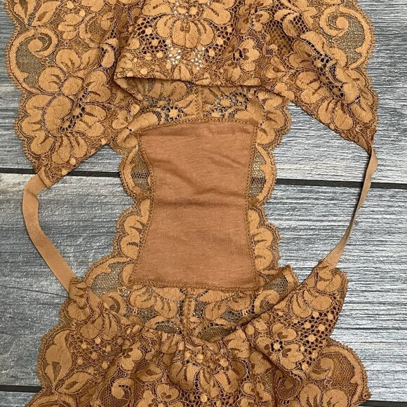NWT Free People x WE ARE HAH Chase Me Down Panty XL X-Large Brown Sugar Lace - Picture 4 of 15